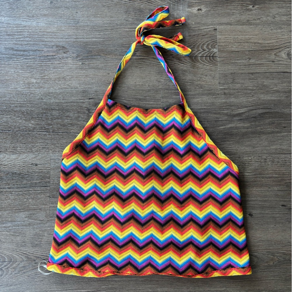 Colorful Zigzag Tie Top